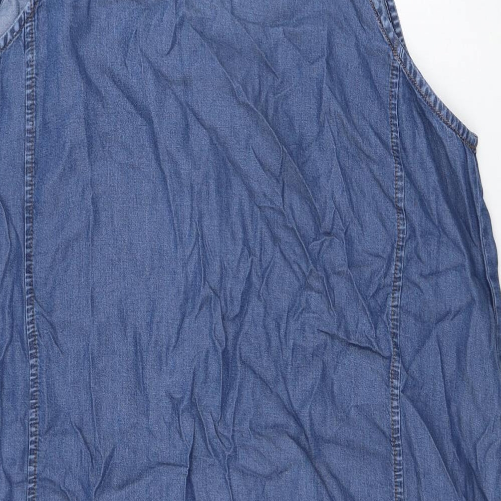 New Look Womens Blue  Lyocell Pinafore/Dungaree Dress  Size 16  Square Neck Pullover