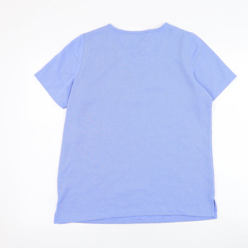 BM Womens Blue  Polyester Basic T-Shirt Size S V-Neck