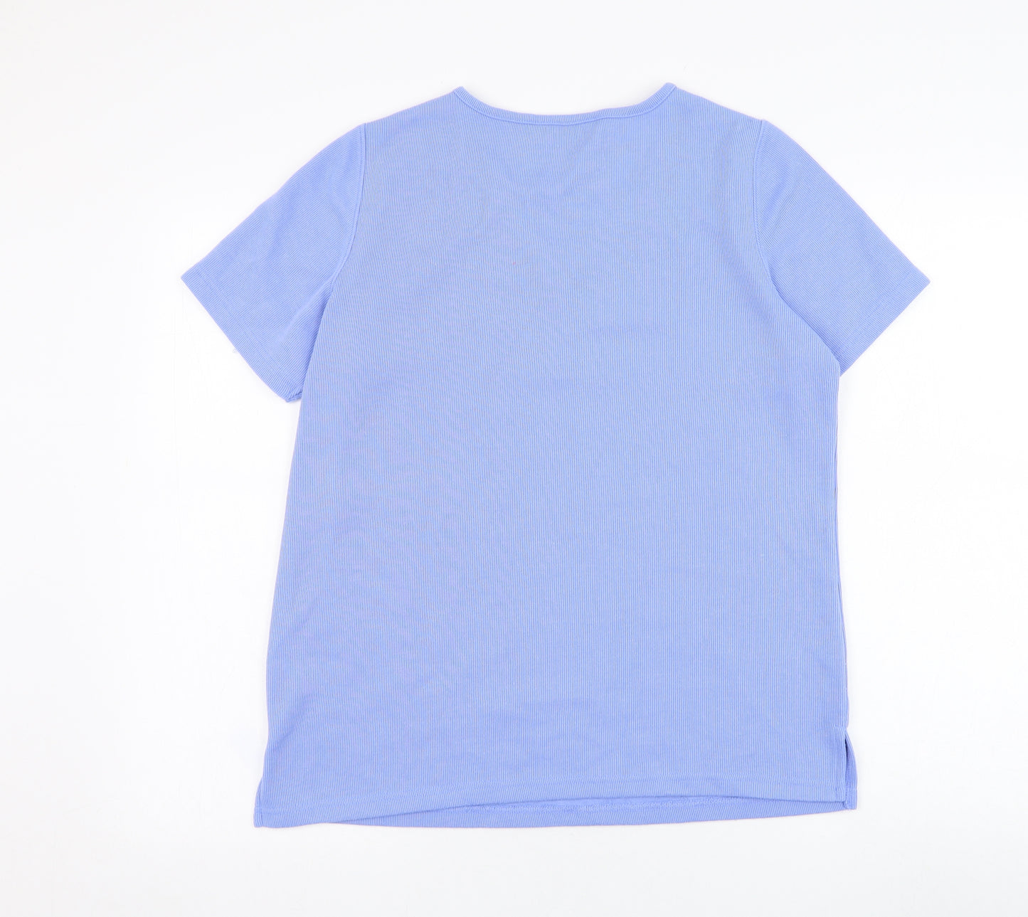 BM Womens Blue  Polyester Basic T-Shirt Size S V-Neck
