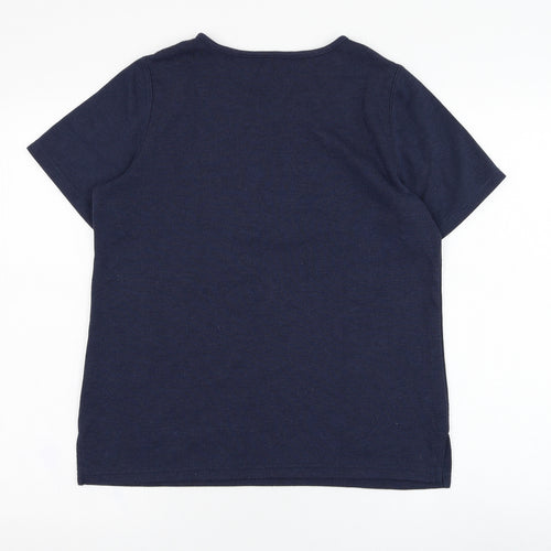 Preworn Womens Blue  Polyester Basic T-Shirt Size S V-Neck