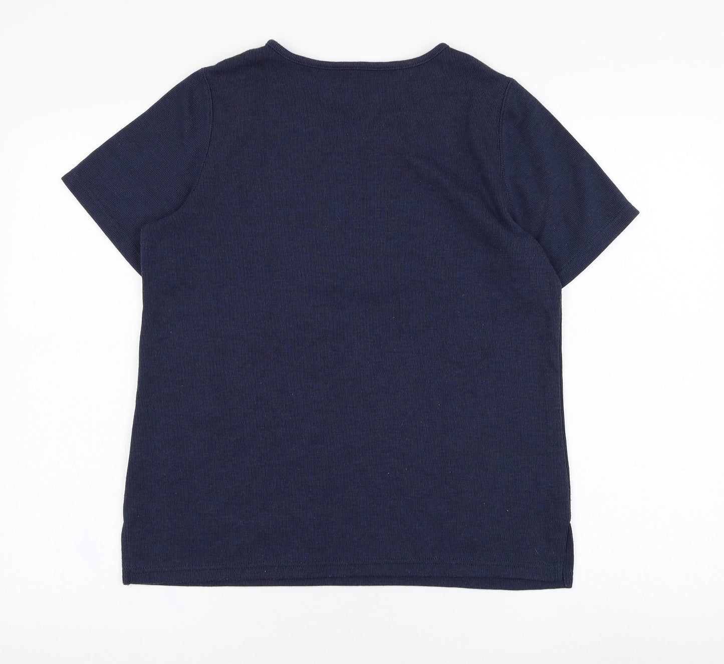 Preworn Womens Blue  Polyester Basic T-Shirt Size S V-Neck