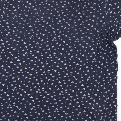 TOM TAILOR Womens Blue  Cotton Basic T-Shirt Size L Round Neck - Heart
