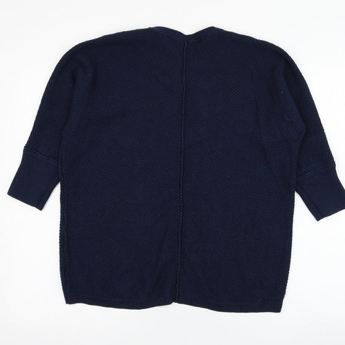 Max Studio Womens Blue Round Neck  Cotton Pullover Jumper Size S