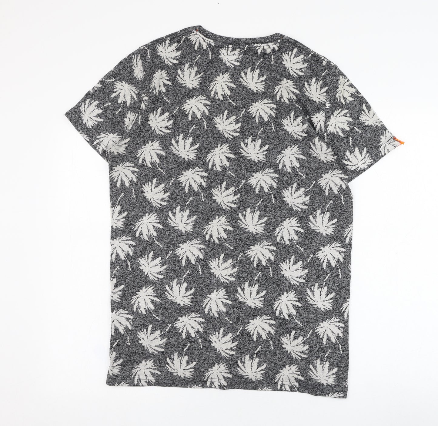 Superdry Mens Grey Floral Cotton  T-Shirt Size M Round Neck