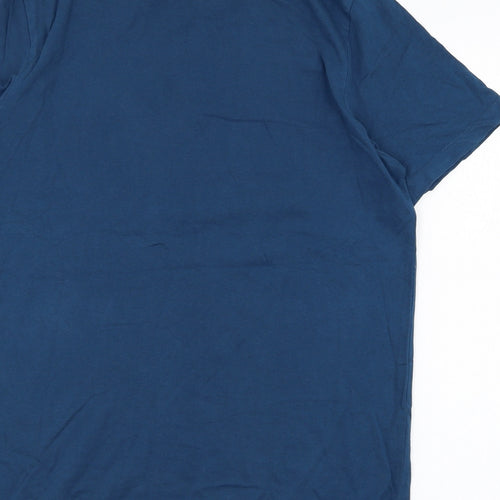 JACK & JONES Mens Blue  Cotton  T-Shirt Size M Round Neck  - Drink