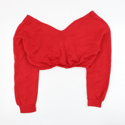 PRETTYLITTLETHING Womens Red  Polyester Pullover Sweatshirt Size S  Pullover - Cropped