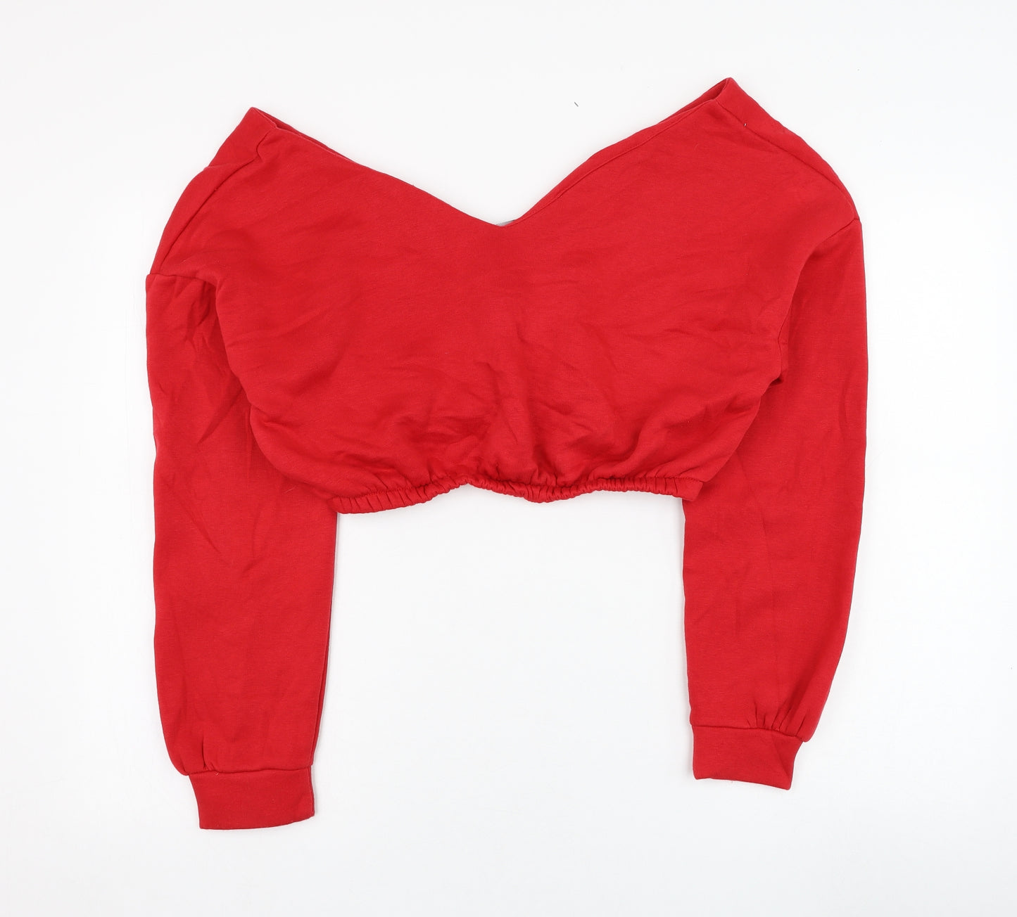 PRETTYLITTLETHING Womens Red  Polyester Pullover Sweatshirt Size S  Pullover - Cropped