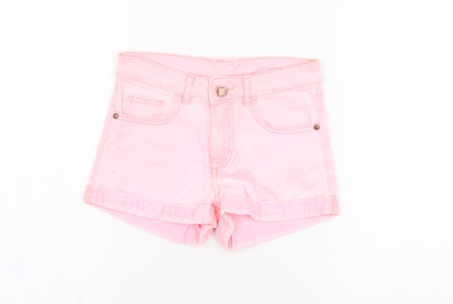 H&M Girls Pink  Cotton Hot Pants Shorts Size 9-10 Years  Regular Zip