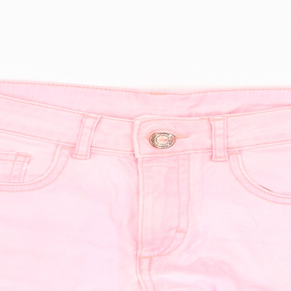 H&M Girls Pink  Cotton Hot Pants Shorts Size 9-10 Years  Regular Zip