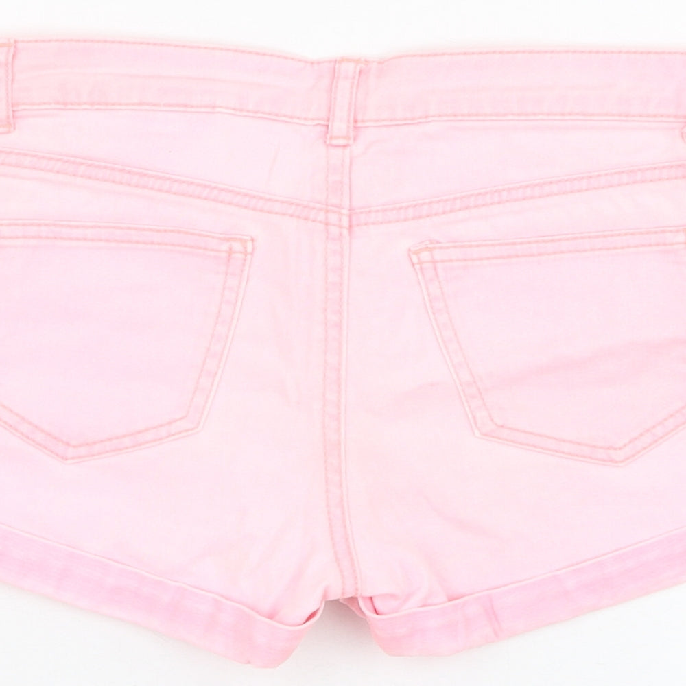 H&M Girls Pink  Cotton Hot Pants Shorts Size 9-10 Years  Regular Zip