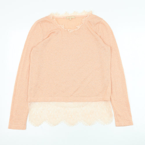 Swan Womens Pink Round Neck  Polyester Pullover Jumper Size S