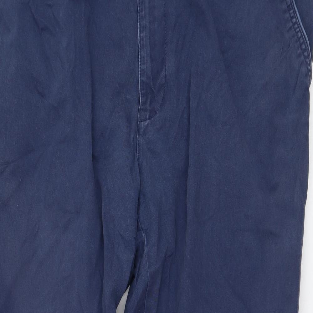 Dunnes Stores Mens Blue  Cotton Chino Trousers Size 38 in L27 in Regular Zip