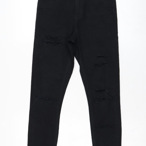 Miss Selfridge Womens Black  Cotton Skinny Jeans Size 8 L24 in Regular Zip