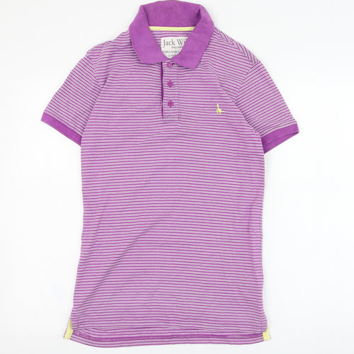 Jack Wills Mens Purple Striped Cotton  Polo Size XS Collared Pullover