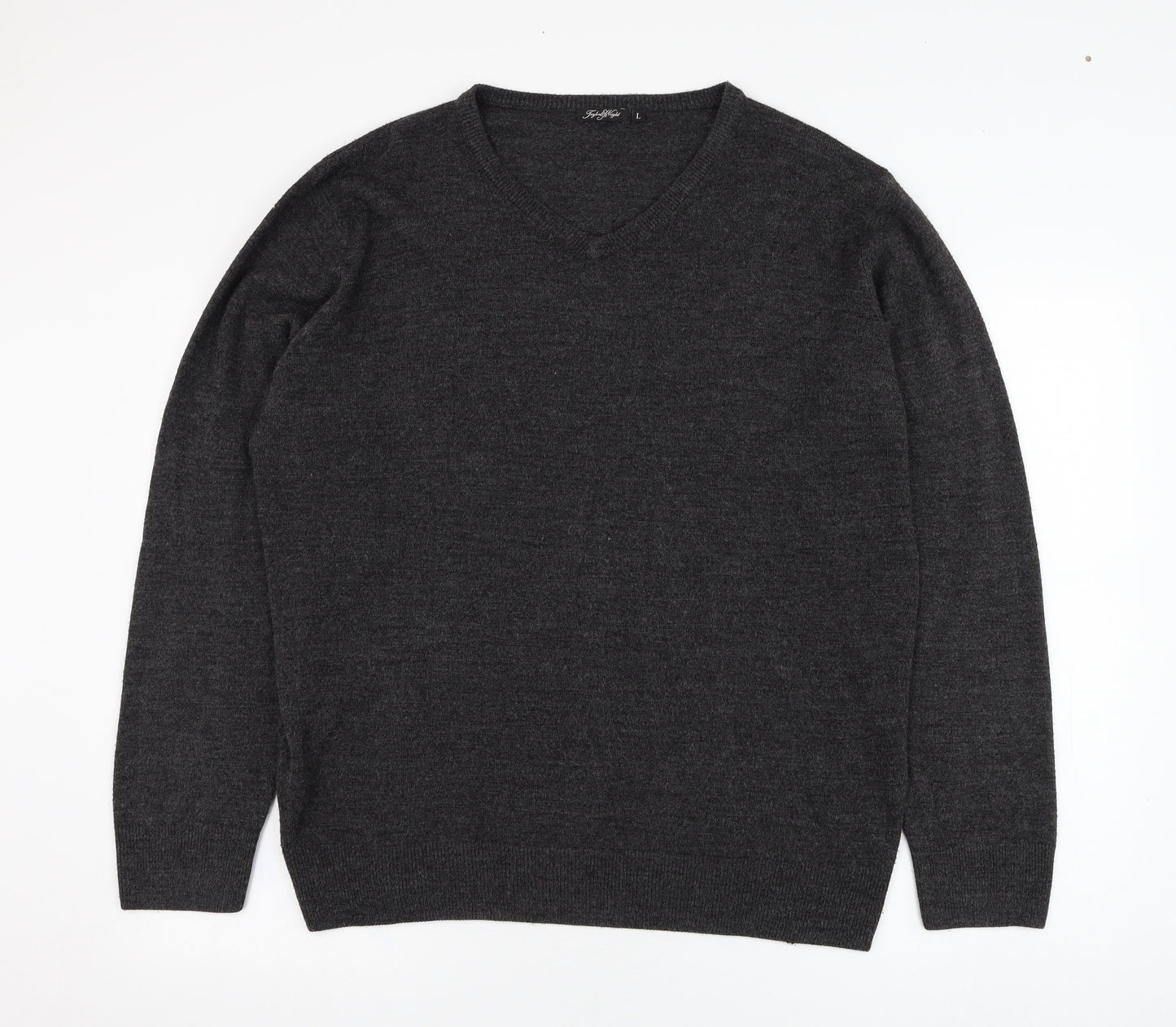Taylor & Wright Mens Grey V-Neck  Acrylic Pullover Jumper Size L
