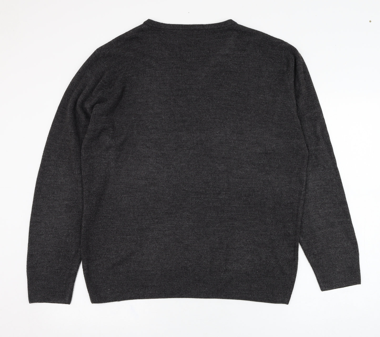 Taylor & Wright Mens Grey V-Neck  Acrylic Pullover Jumper Size L