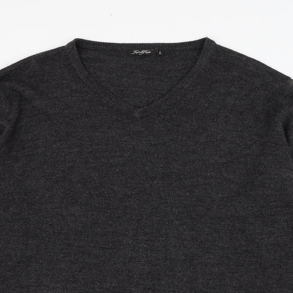 Taylor & Wright Mens Grey V-Neck  Acrylic Pullover Jumper Size L