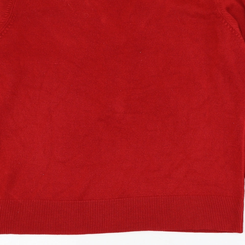 Marks and Spencer Womens Red V-Neck  Polyester Pullover Jumper Size 16
