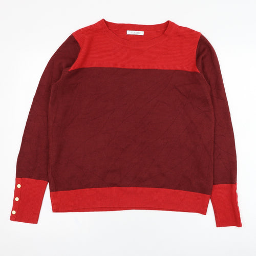 Marks and Spencer Womens Red Round Neck  Acrylic Pullover Jumper Size 14