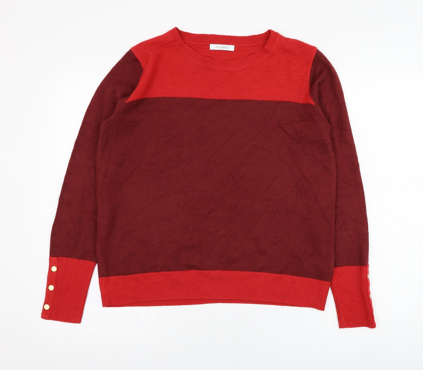 Marks and Spencer Womens Red Round Neck  Acrylic Pullover Jumper Size 14