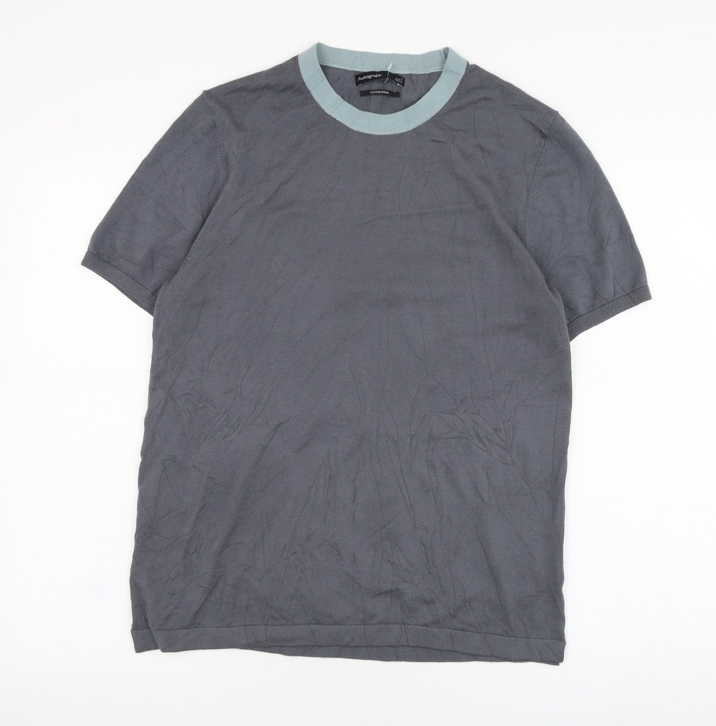 Marks and Spencer Mens Grey  Cotton  T-Shirt Size M Round Neck
