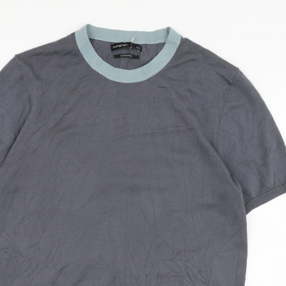 Marks and Spencer Mens Grey  Cotton  T-Shirt Size M Round Neck