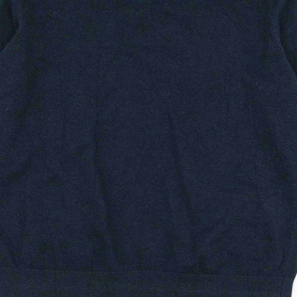 H&M Mens Green V-Neck  Cotton Pullover Jumper Size M