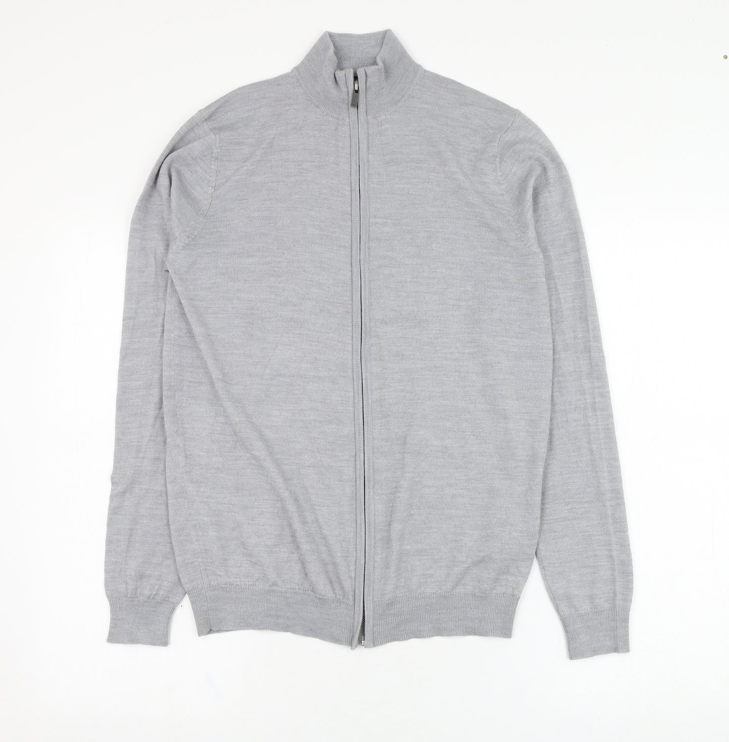 The Savile Row Mens Grey  Wool Full Zip Sweatshirt Size S
