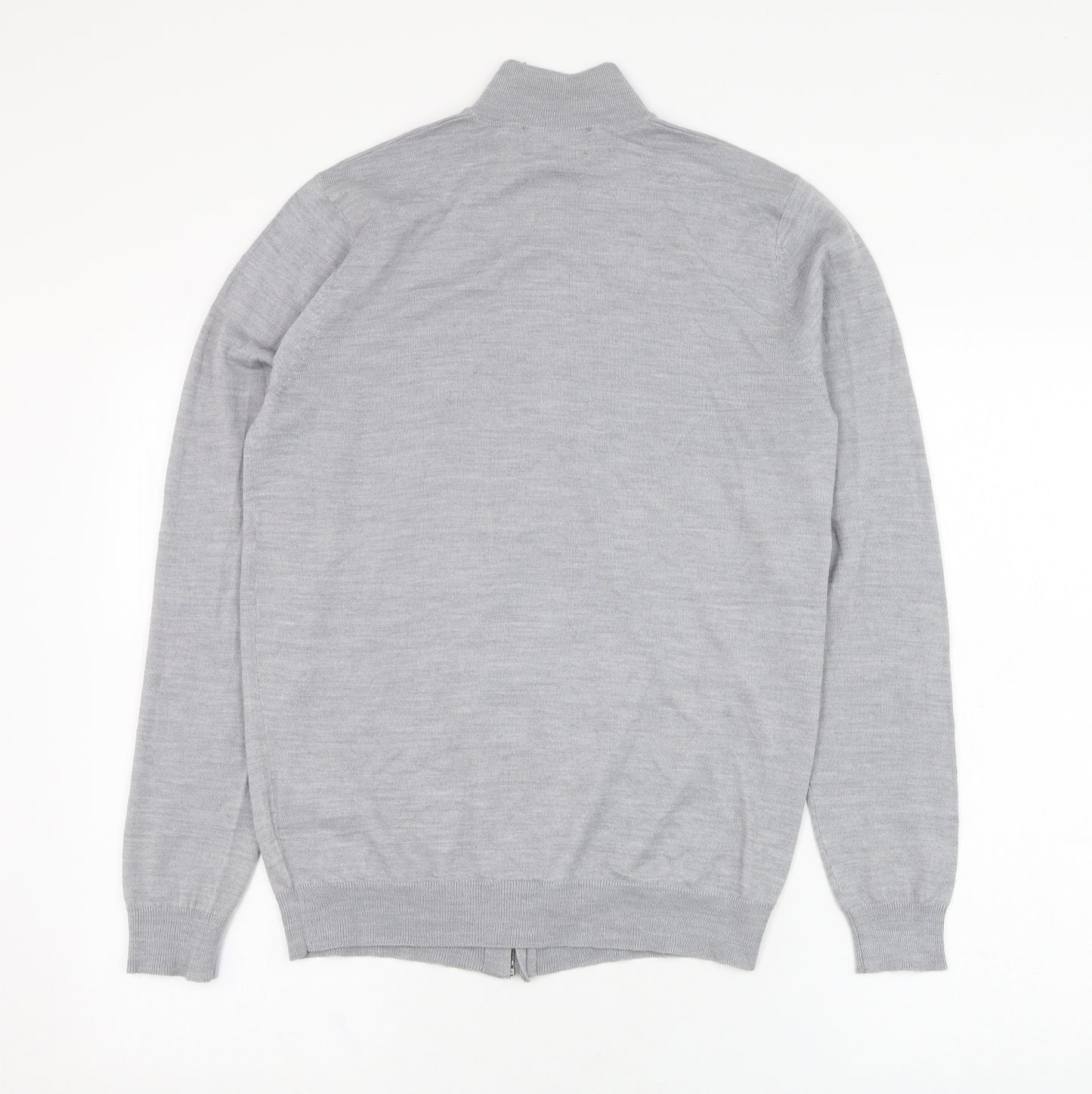 The Savile Row Mens Grey  Wool Full Zip Sweatshirt Size S