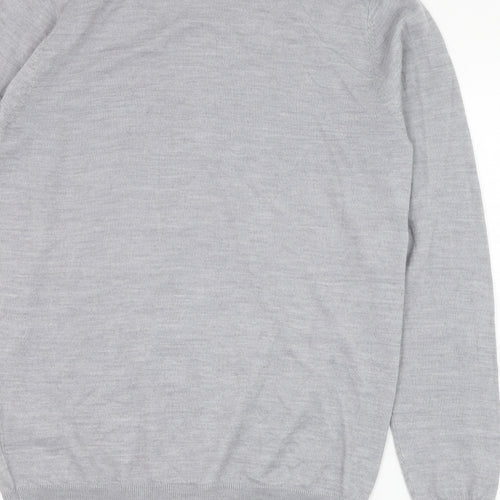 The Savile Row Mens Grey  Wool Full Zip Sweatshirt Size S