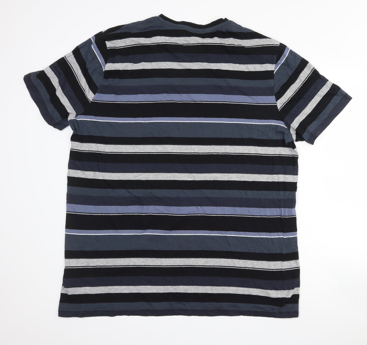 Pep & Co Girls Blue Striped Cotton Basic T-Shirt Size 4XL Crew Neck