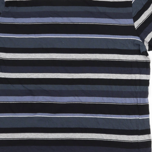 Pep & Co Girls Blue Striped Cotton Basic T-Shirt Size 4XL Crew Neck