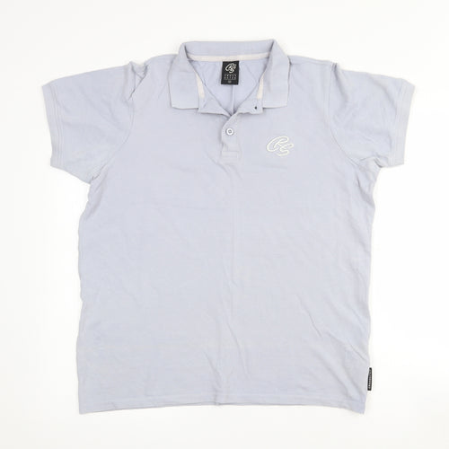 Crosshatch Mens Blue  Cotton  Polo Size M Collared Button