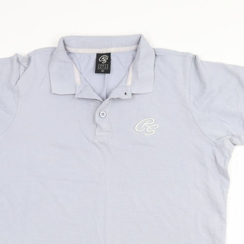 Crosshatch Mens Blue  Cotton  Polo Size M Collared Button