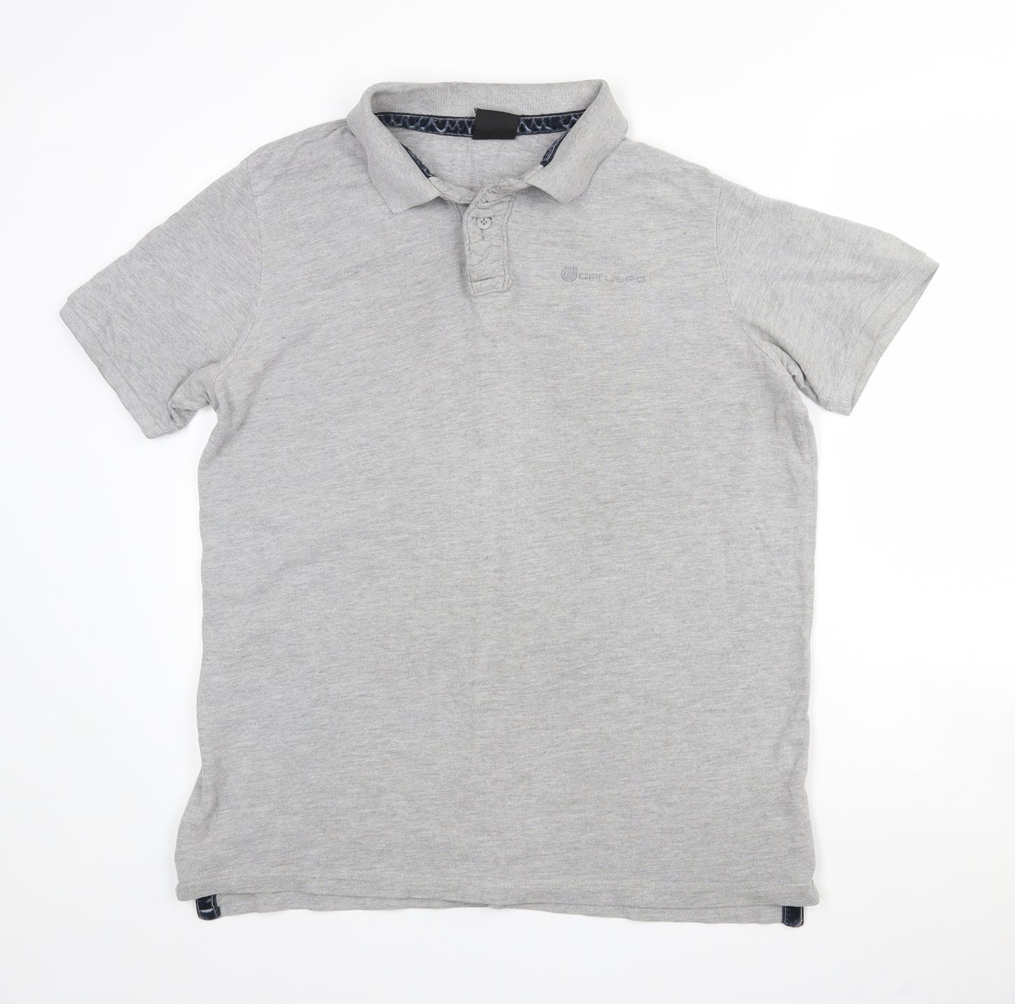 Defused Mens Grey  Polyester  Polo Size L Collared Button - Defused logo