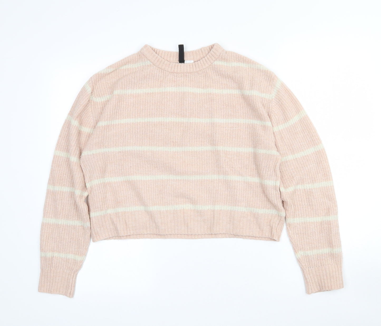 Divided Womens Pink Crew Neck Striped Acrylic Pullover Jumper Size XS   - Cropped