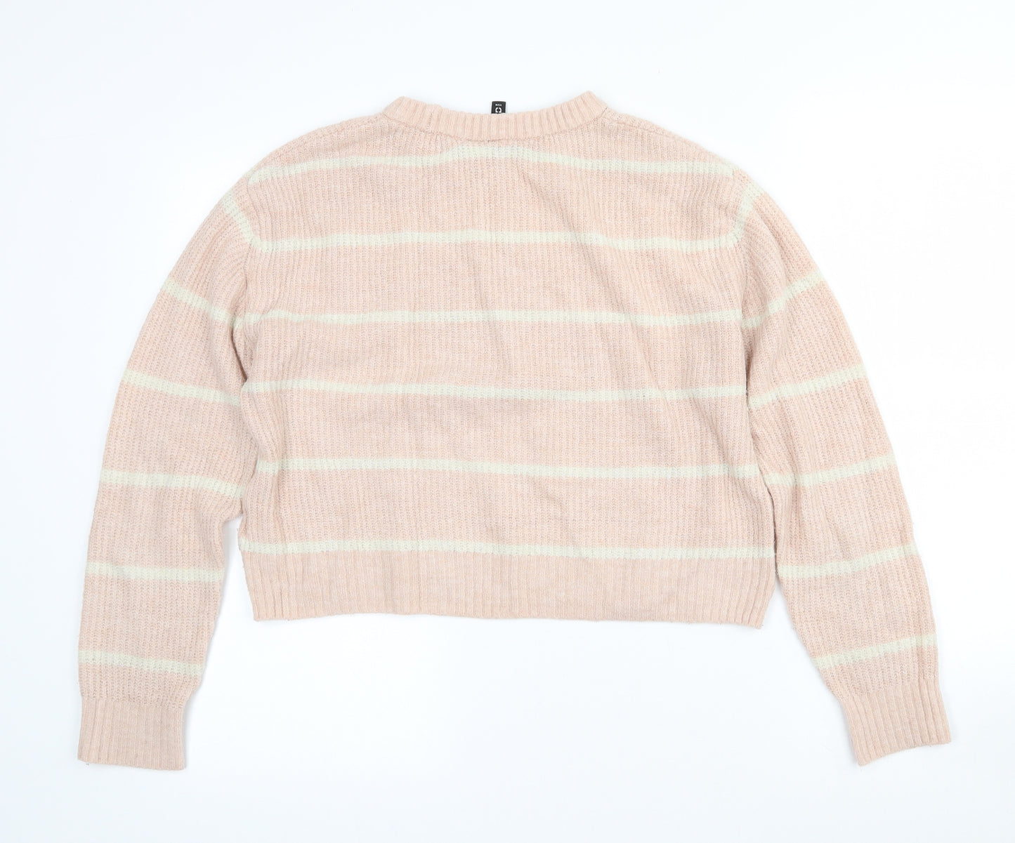 Divided Womens Pink Crew Neck Striped Acrylic Pullover Jumper Size XS   - Cropped