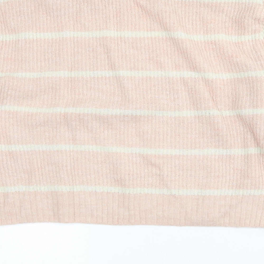 Divided Womens Pink Crew Neck Striped Acrylic Pullover Jumper Size XS   - Cropped