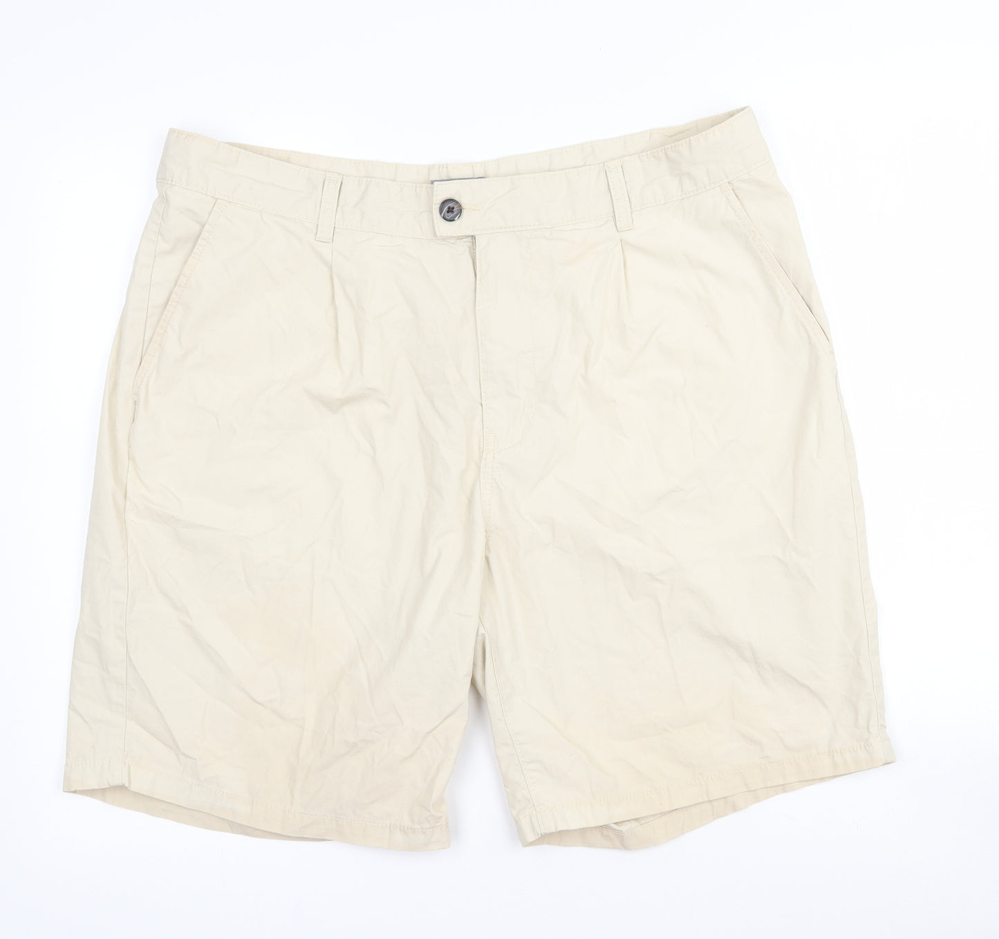 George Mens Ivory  Cotton Bermuda Shorts Size 38 L8 in Regular Zip