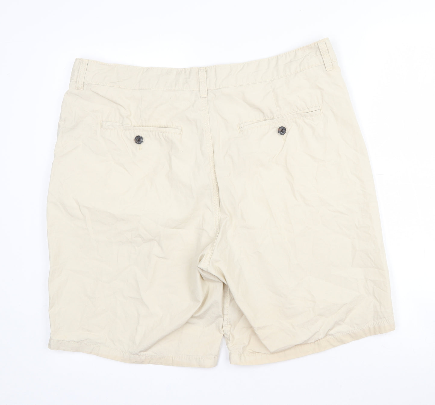 George Mens Ivory  Cotton Bermuda Shorts Size 38 L8 in Regular Zip