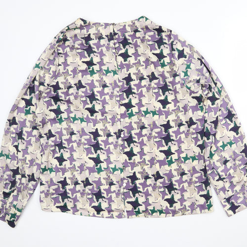 Rant & Rave Womens Purple Geometric Polyester Basic Blouse Size 14 Round Neck