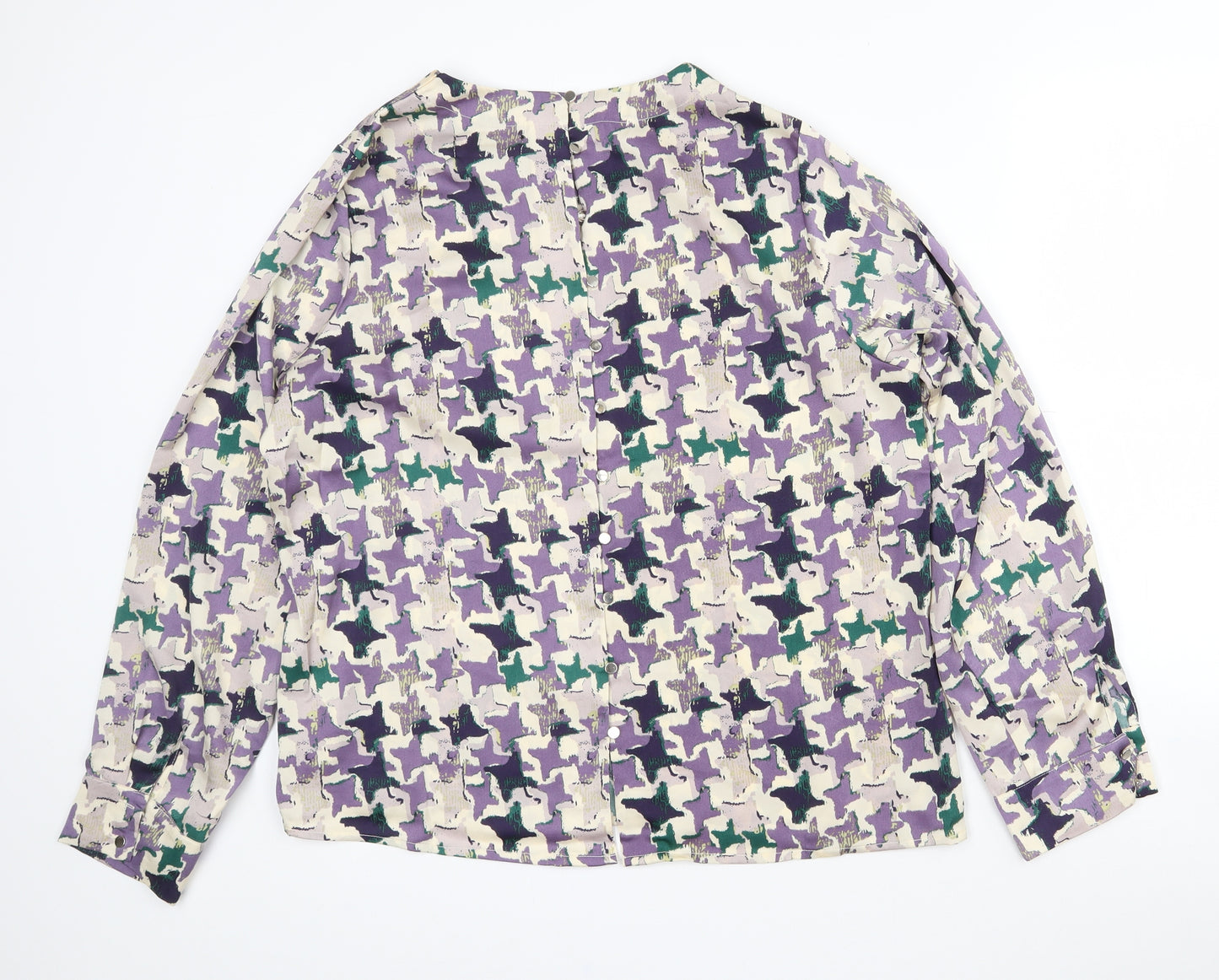 Rant & Rave Womens Purple Geometric Polyester Basic Blouse Size 14 Round Neck