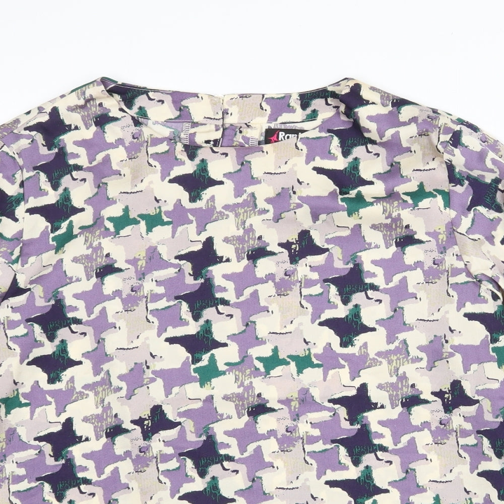 Rant & Rave Womens Purple Geometric Polyester Basic Blouse Size 14 Round Neck