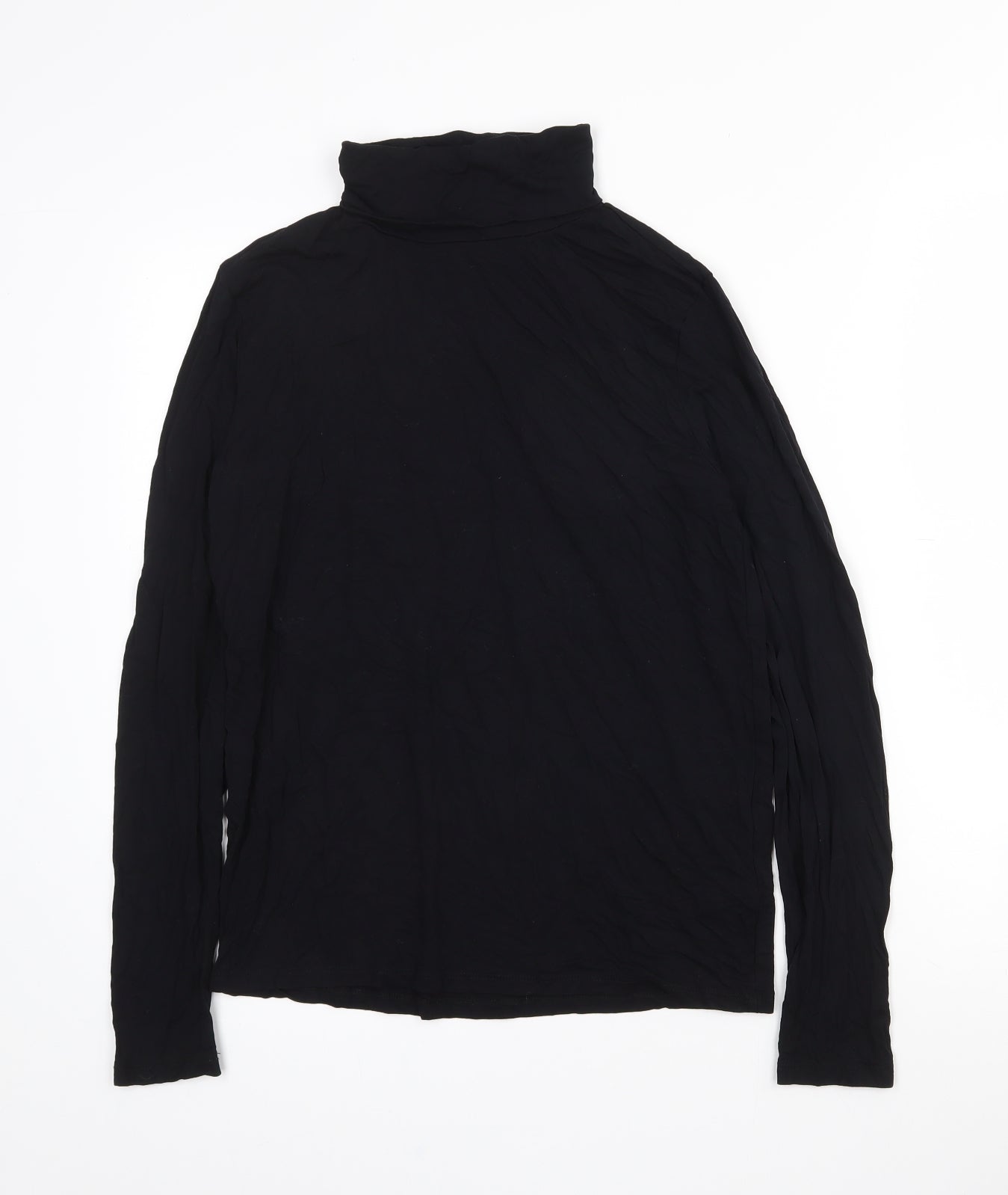 Soaked in Luxury Womens Black  Viscose Basic T-Shirt Size L Roll Neck