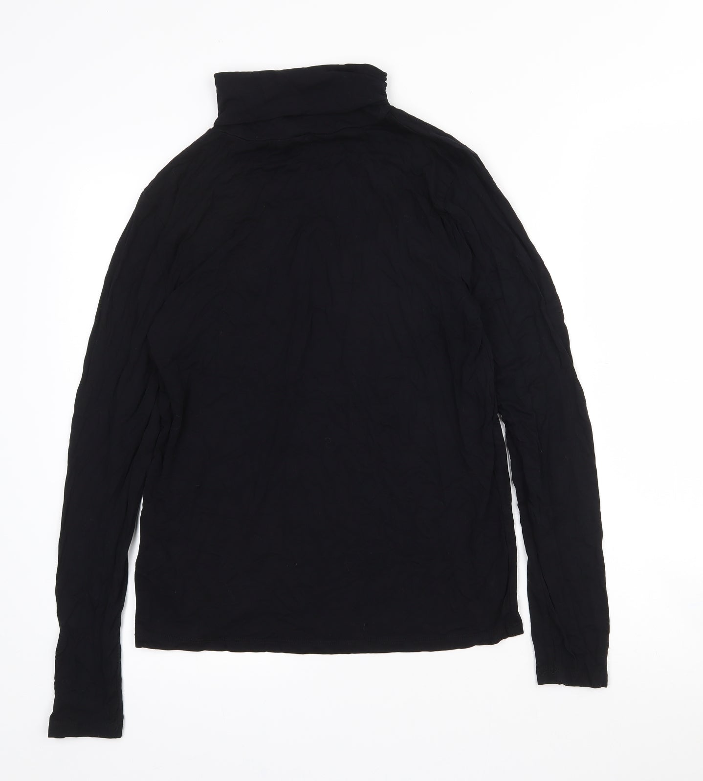 Soaked in Luxury Womens Black  Viscose Basic T-Shirt Size L Roll Neck