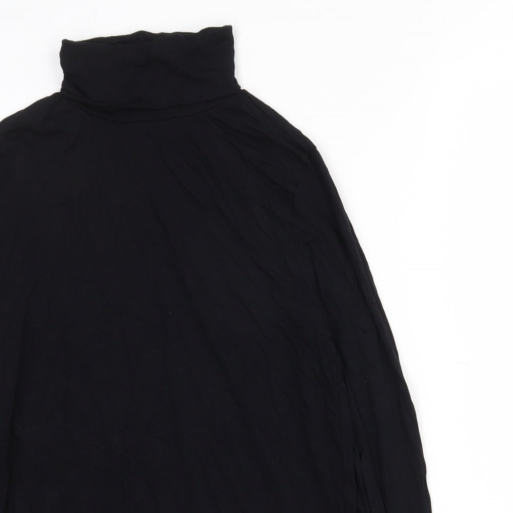 Soaked in Luxury Womens Black  Viscose Basic T-Shirt Size L Roll Neck