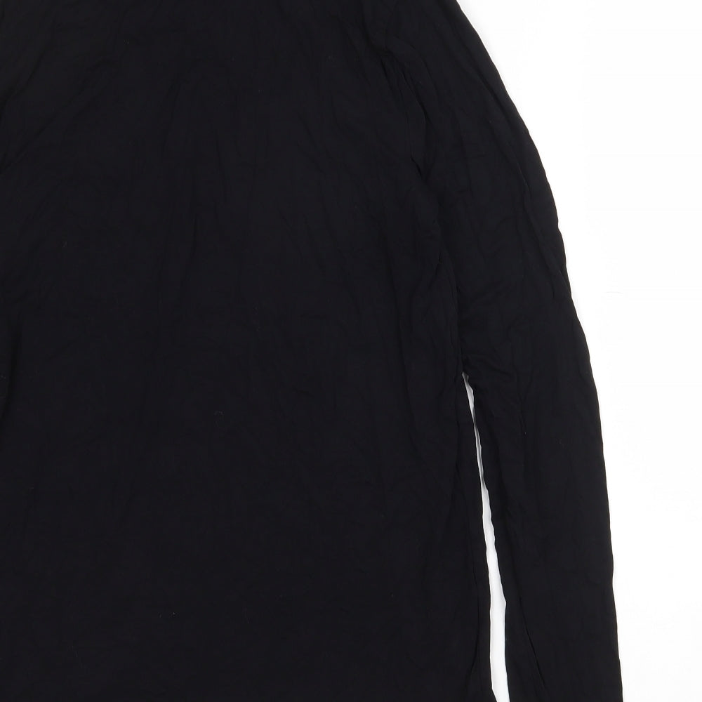 Soaked in Luxury Womens Black  Viscose Basic T-Shirt Size L Roll Neck