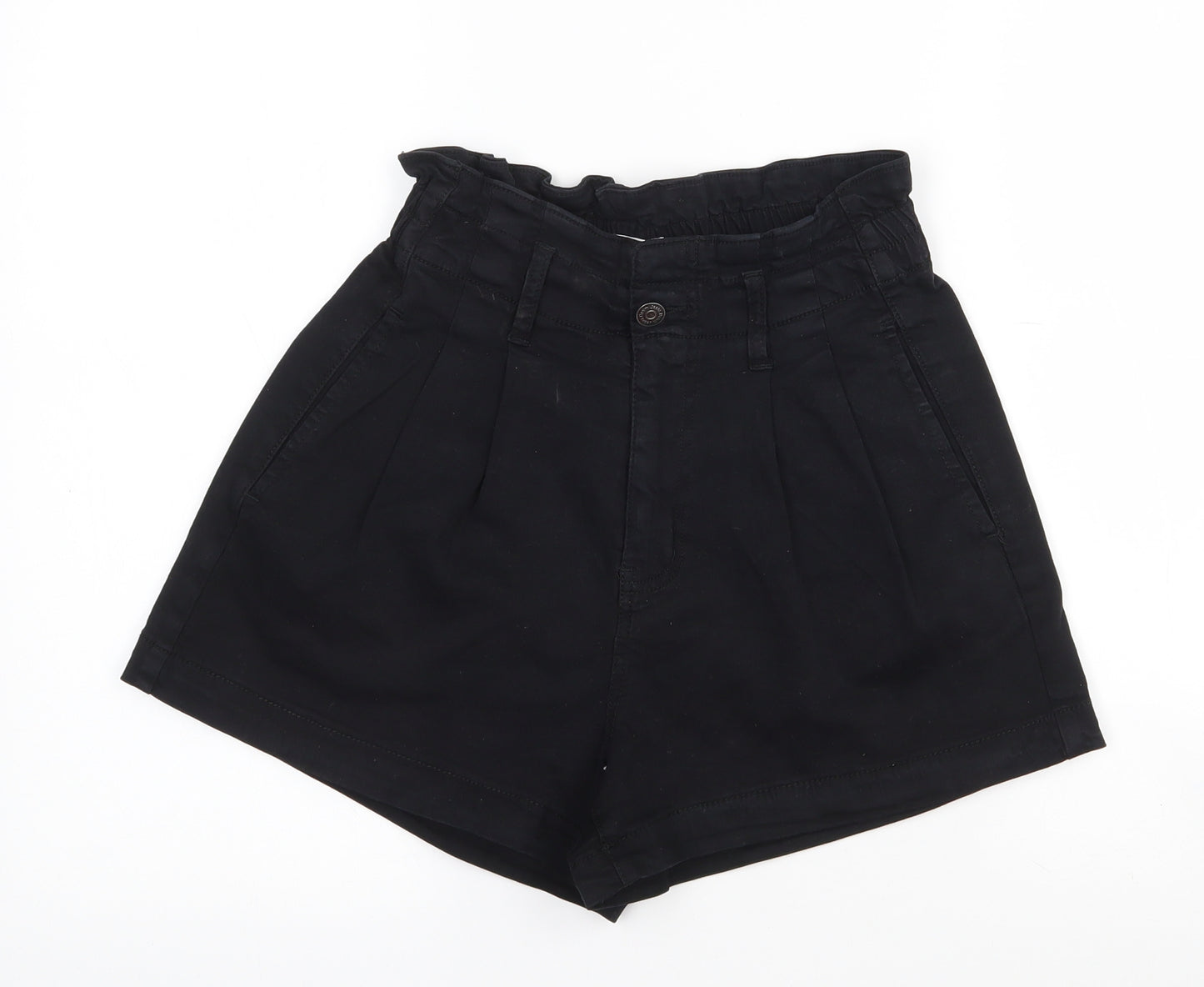 My Tina's Womens Black  Cotton Paperbag Shorts Size XS L3 in Regular Zip