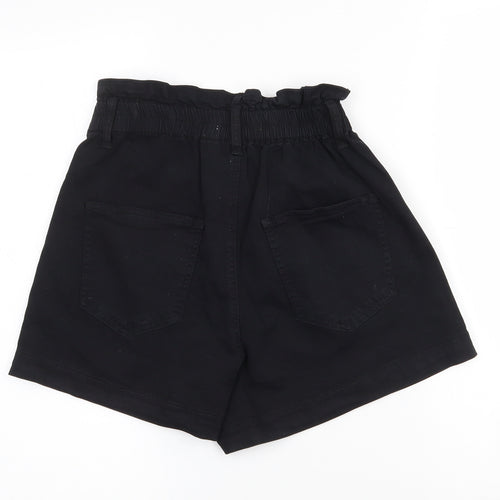 My Tina's Womens Black  Cotton Paperbag Shorts Size XS L3 in Regular Zip