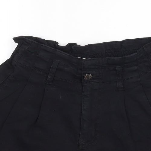 My Tina's Womens Black  Cotton Paperbag Shorts Size XS L3 in Regular Zip